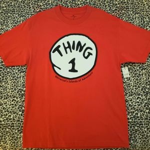 "Thing 1" Dr. Seuss Cat in the Hat Red T-Shirt, Size L, NWT, Universal IOA